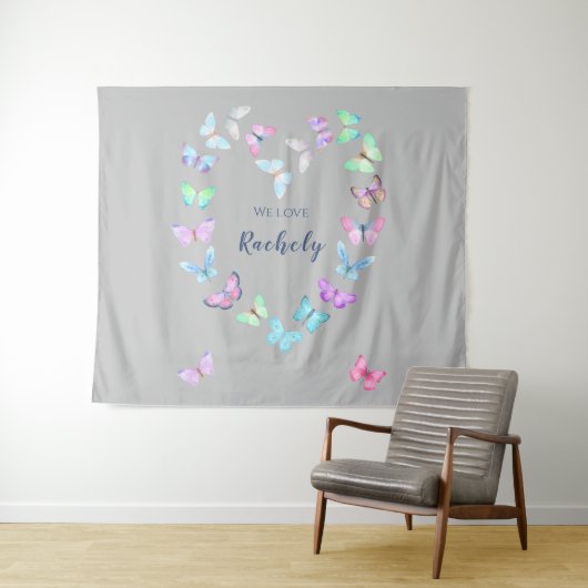 Niedliches Schmetterlingsherz Wandteppich (Beispiel (Horizontal))