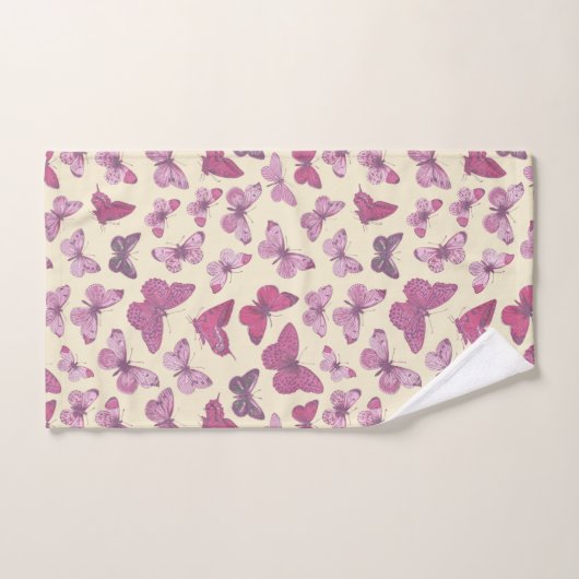 Niedliches Schmetterlingsmuster auf Beige Badhandtuch Set (Handtuch)