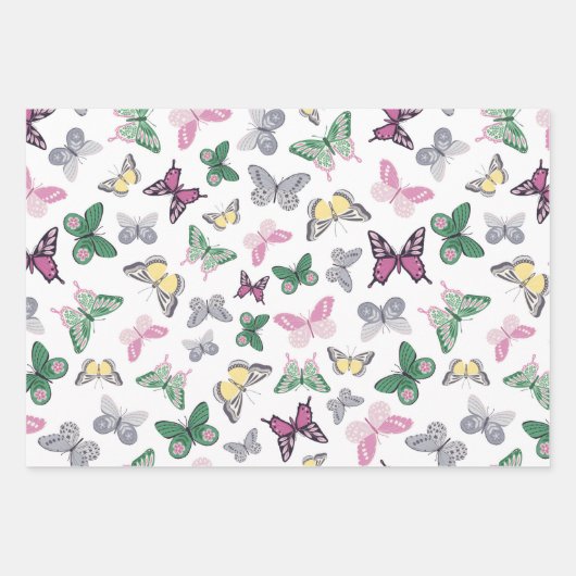 niedliches Schmetterlingsmuster Geschenkpapier Set (Vorderseite 3)