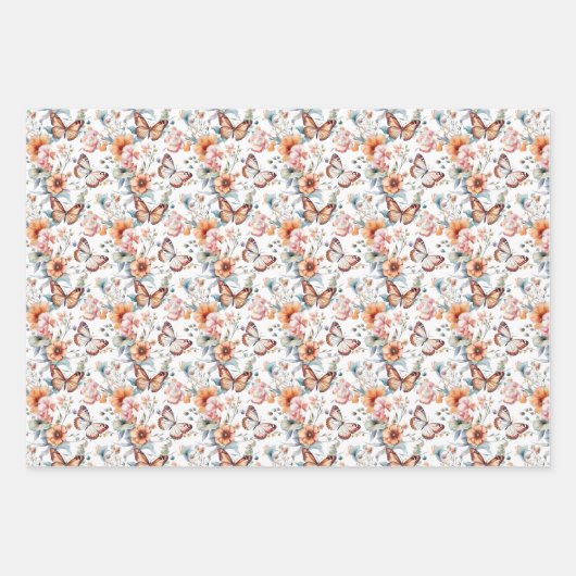 niedliches Schmetterlingsmuster Geschenkpapier Set (Vorderseite)