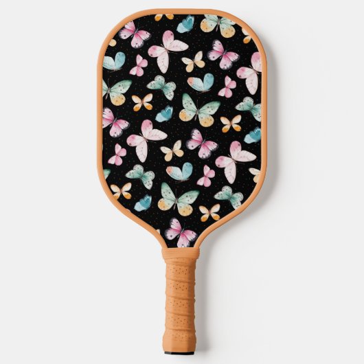 Niedliches Schmetterlingsmuster Pickleball Schläger (Rückseite)