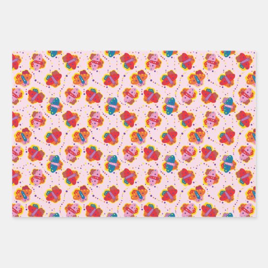 Niedliches Schmetterlingspapier im Stil der 60er J Geschenkpapier Set (Vorderseite)