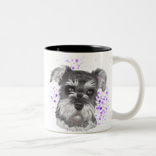 Niedliches Schnauzer-Hundezeichnen Zweifarbige Tasse