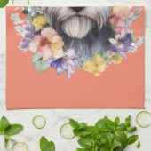 Niedliches Schnauzer-Portrait mit Blume Geschirrtuch (Gefaltet)