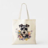 Niedliches Schnauzer-Portrait mit Blume Tragetasche (Rückseite)