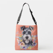 Niedliches Schnauzer-Portrait mit Blume Tragetaschen Mit Langen Trägern (Rückseite)