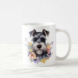 Niedliches Schnauzer-Portrait mit Flown Kaffeetasse