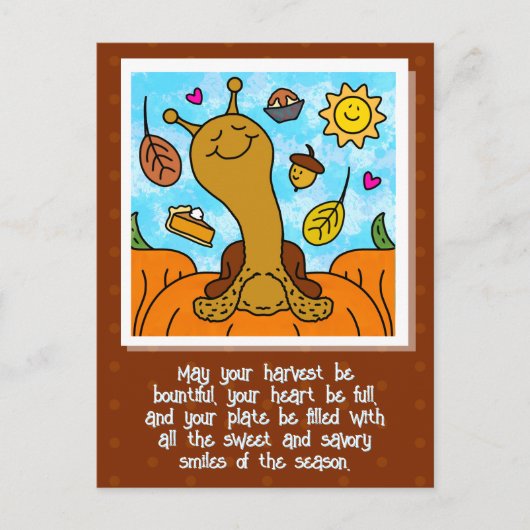 Niedliches Schneckenhaus Erntedankfest Postkarte (Vorderseite)