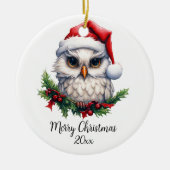 Niedliches Schneeauscheln in Weihnachtsmannmütze Keramik Ornament (Vorne)