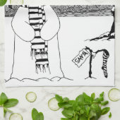 Niedliches Schneemann-Design Schwarzweiß Weihnacht Geschirrtuch (Gefaltet)