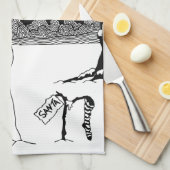 Niedliches Schneemann-Design Schwarzweiß Weihnacht Geschirrtuch (Viertel Falte)