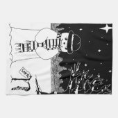 Niedliches Schneemann-Design Schwarzweiß Weihnacht Geschirrtuch (Horizontal)