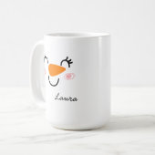 Niedliches Schneemann-Gesicht mit Botschaft aus de Kaffeetasse (Vorderseite Links)