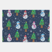 Niedliches Schneemann-Muster mit Weihnachtsbäumen Geschenkpapier Set (Vorderseite 3)