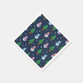 Niedliches Schneemann-Muster mit Weihnachtsbäumen Serviette (Ecke)