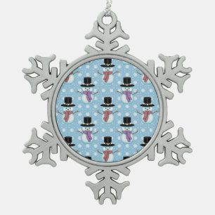 Niedliches Schneemann-Muster Schneeflocken Zinn-Ornament