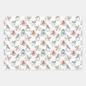 Niedliches Schneemann-Muster - Schwarz, Weiß und R Geschenkpapier Set (Vorderseite 2)