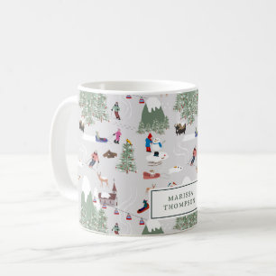 Niedliches Schneeschuhwandern Skipisten Landschaft Kaffeetasse