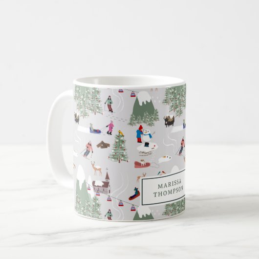 Niedliches Schneeschuhwandern Skipisten Landschaft Kaffeetasse (Vorderseite Links)