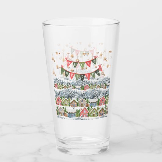 Niedliches Schneeweihdorf Glas (Vorderseite)