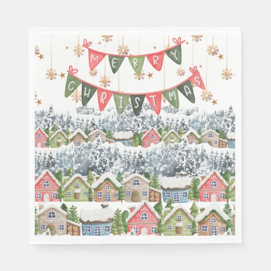 Niedliches Schneeweihdorf Serviette (Vorderseite)