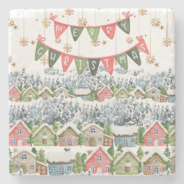 Niedliches Schneeweihdorf Steinuntersetzer