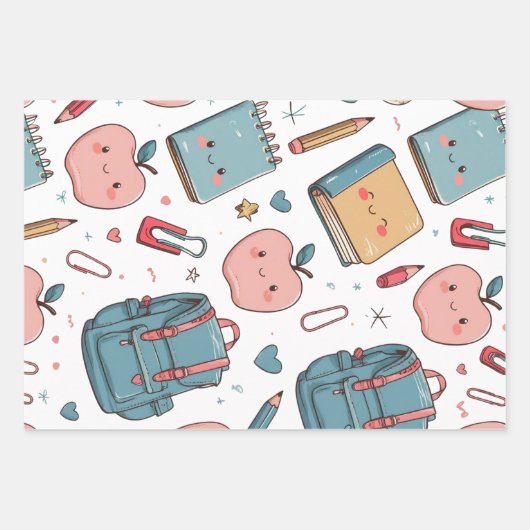 Niedliches scholastisches Papier, zurück zur Schul Geschenkpapier Set (Vorderseite 3)