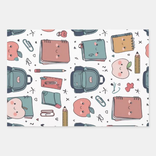 Niedliches scholastisches Papier, zurück zur Schul Geschenkpapier Set (Vorderseite 2)