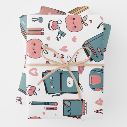 Niedliches scholastisches Papier, zurück zur Schul Geschenkpapier Set (Beispiel)