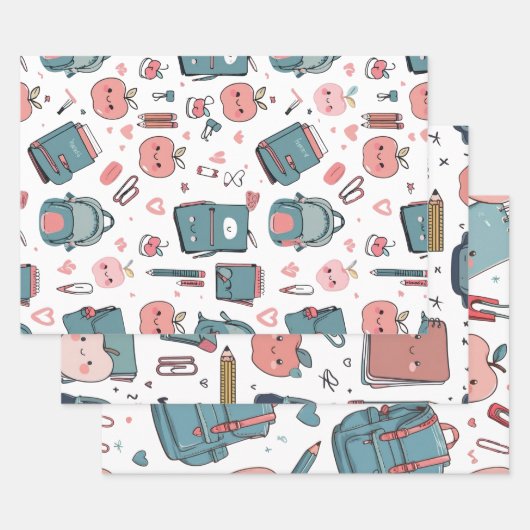 Niedliches scholastisches Papier, zurück zur Schul Geschenkpapier Set (Set)