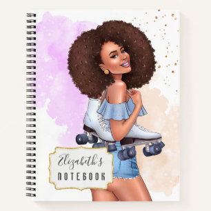 Niedliches schönes Roller Girl Spiral Notebook Notizblock