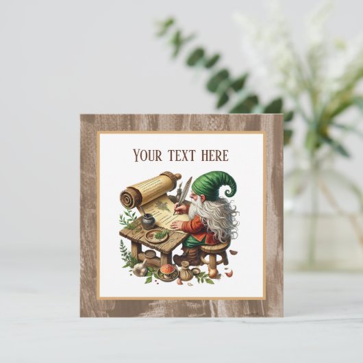 Niedliches Schreiben gnome Party Einladung (Stehend Vorderseite)