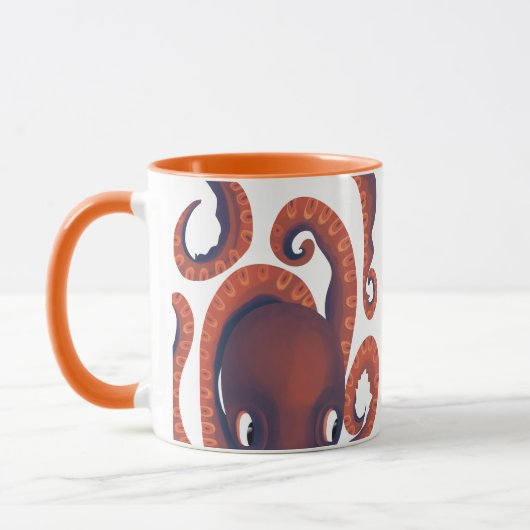Niedliches schüchternes Orange Peeking Octopus Sea Tasse (Links)
