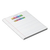 Niedliches Schulbuch mit einem Hinweis des Lehrers Notizblock (angewinkelt)