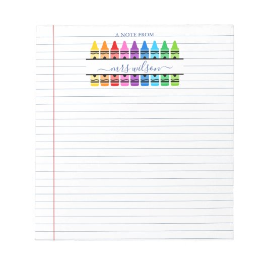 Niedliches Schulbuch mit einem Hinweis des Lehrers Notizblock (Vorderseite)