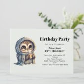 Niedliches Schüssel im Winter mit Kaffee Geburtsta Einladung (Stehend Vorderseite)