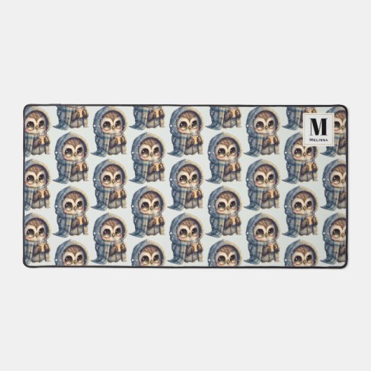 Niedliches Schüssel mit einem Kaffeemustermonogram Schreibtischunterlage (Vorderseite)