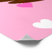 Niedliches Schüssel mit rosa Herzmuster Hintergrun Poster (Ecke)