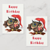 Niedliches Schüssel mit Weihnachtshut und Geburtst Mitteilungskarte (Vorne/Hinten)