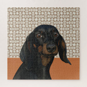 Niedliches Schwarz-Dackel-Dog-Portrait Puzzle