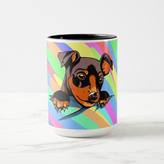 Niedliches Schwarz-Dackel-Welpendesign Tasse (Zentrum)