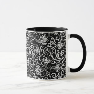 Niedliches Schwarz-Dalmatien-Blume-Hintergrunddesi Tasse
