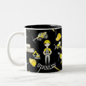 Niedliches schwarz-gelbes Konstruktionsmuster Zweifarbige Tasse (Links)