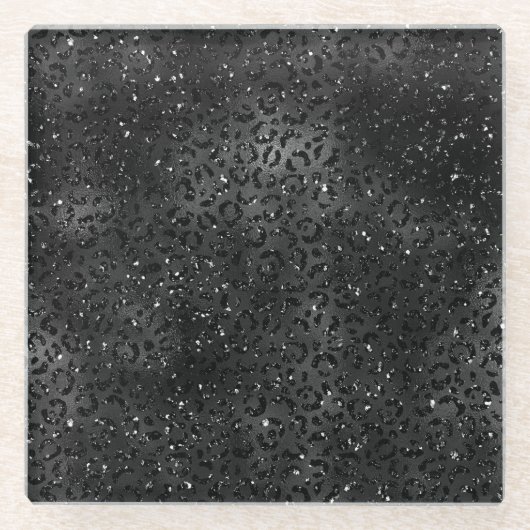 Niedliches Schwarz Gepard Leopard Skin Print Muste Glasuntersetzer (Vorderseite)