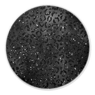 Niedliches Schwarz Gepard Leopard Skin Print Muste Keramikknauf