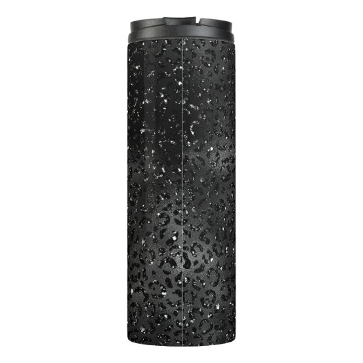 Niedliches Schwarz Gepard Leopard Skin Print Muste Thermosbecher (Rückseite)