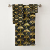 Niedliches Schwarz-Gold-Deko-Fliesen-Muster Badhandtuch Set (Insitu)