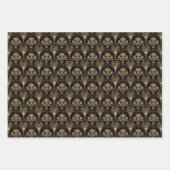 niedliches Schwarz-Gold-Deko-Fliesen-Muster Geschenkpapier Set (Vorderseite)