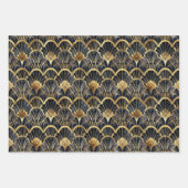 niedliches Schwarz-Gold-Deko-Fliesen-Muster Geschenkpapier Set (Vorderseite)