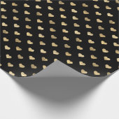 Niedliches Schwarz-Gold-Herz-Muster Geschenkpapier (Ecke)
